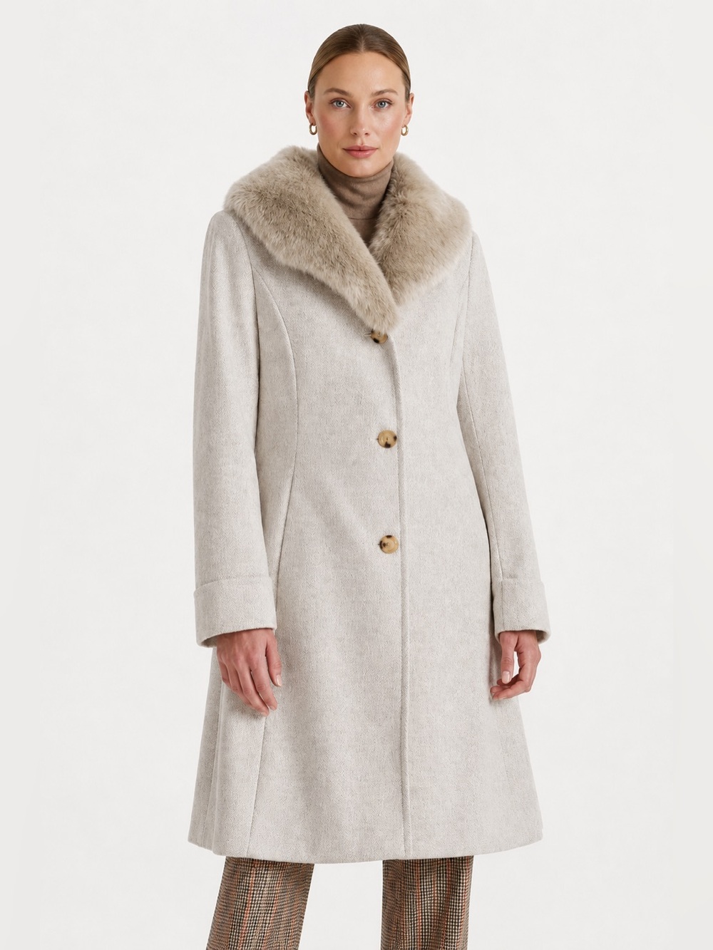 Lauren Ralph Lauren Black Label Women’s 12 Wool Blend Coat Faux Fur Collar